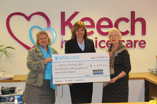 Charity cheque presentation to Keech Hospice Care in 2016